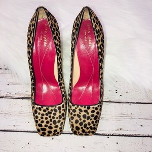 Kate Spade Square Toe Leopard Heels~ 8.5~ NWOB